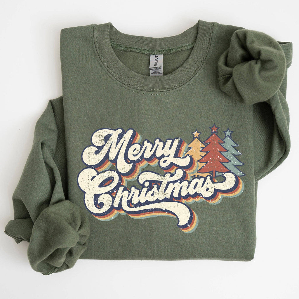 Merry Christmas, Colorful Retro, Christmas Winter Sweatshirt