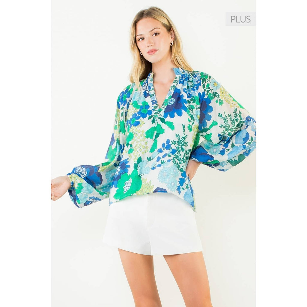 /Size Xl/ Floral Print Long Sleeve Top