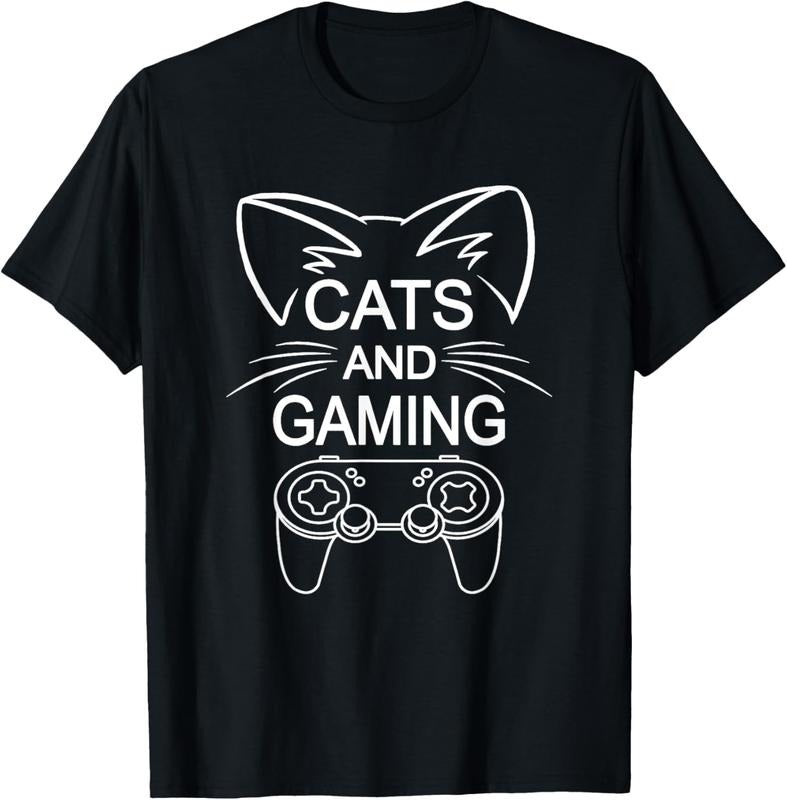 100% Cotton Cats Gaming Funny Cat Lover Gaming Gamer T-Shirts