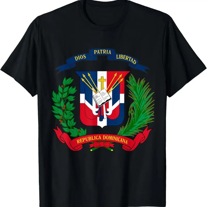 100% Cotton Coat Arms Republica Dominicana Bandera Dominican Flag T-Shirts