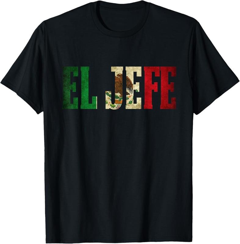 100% Cotton Cool EL JEFE Mexican Shirt Mexican Flag Shirt T-Shirts