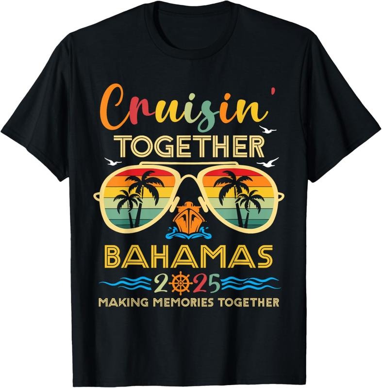 100% Cotton Cruisin Together Bahamas 2025 Trip Vacation Family Squad T-Shirts