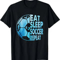 100% Cotton Eat Sleep Soccer Repeat Purple T-Shirts