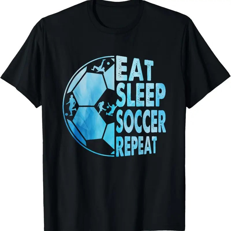 100% Cotton Eat Sleep Soccer Repeat Purple T-Shirts