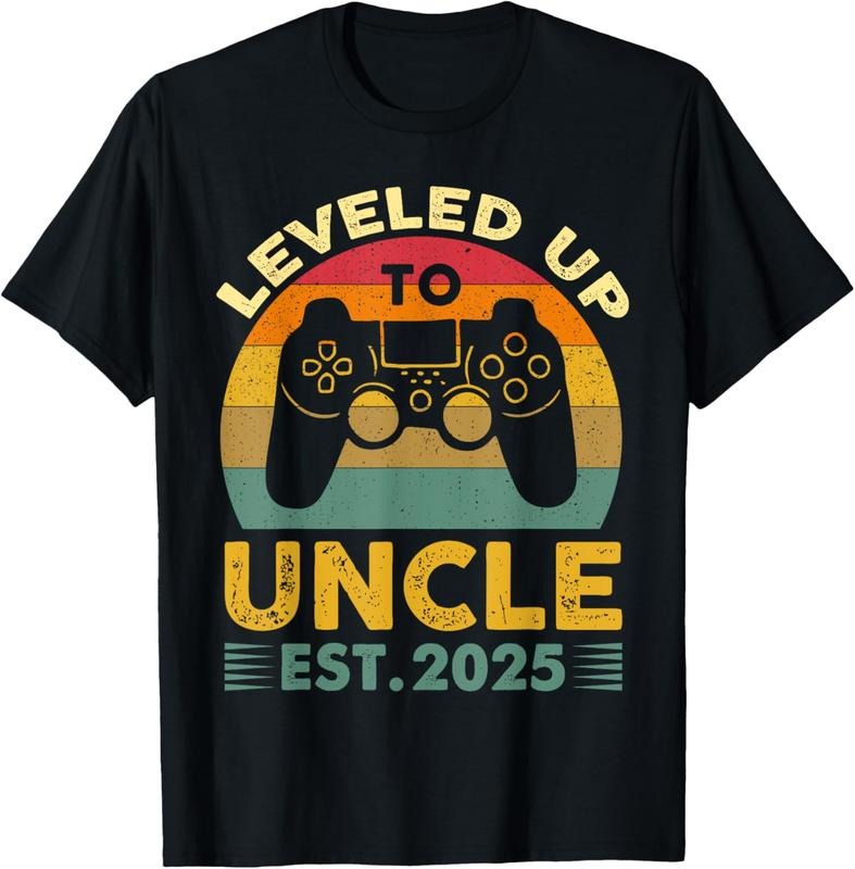 100% Cotton I Leveled Up Uncle 2025 I'M Going Be Uncle 2025 Gamer T-Shirts