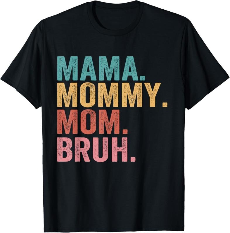 100% Cotton Mama Mommy Mom Bruh Vintage Funny Mother T-Shirts