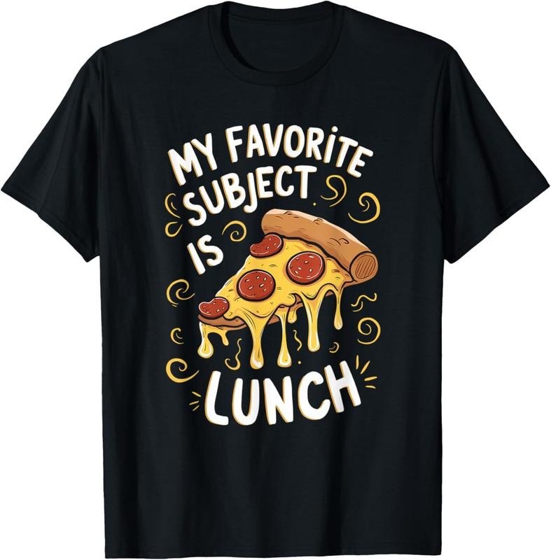 100% Cotton Pizza Funny Back School T-Shirts