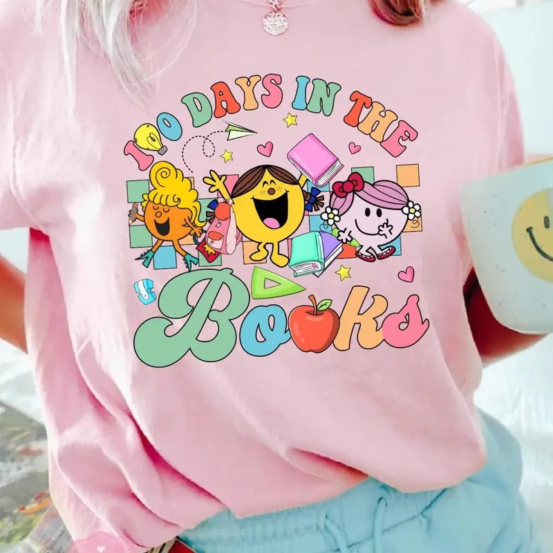 100 Days Books Shirt Celebrate 100th Day Teacher Student Shirt Teacher 100 Days School Children Book Shirt T-Shirts