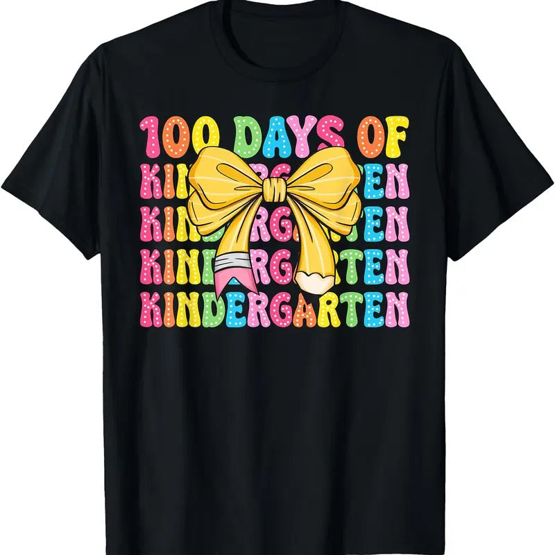 100 Days Kindergarten School Teacher Coquette 100th Day T-Shirts