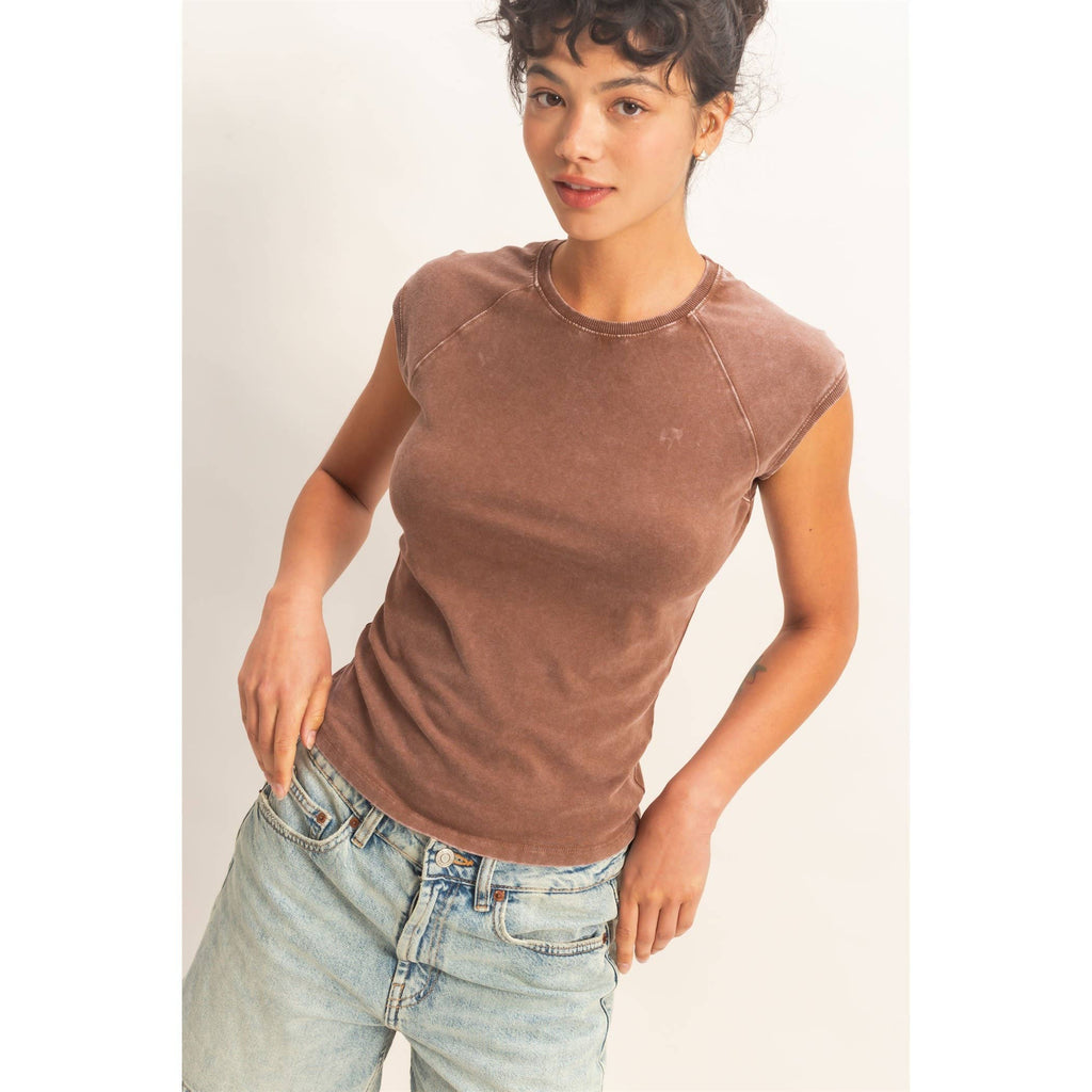 Mineral Wash Raglan Short Sleeve Top