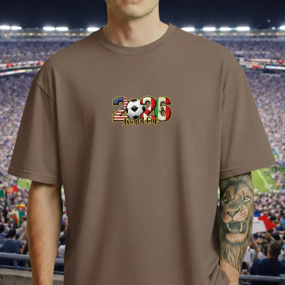 Embroidered World Cup 2026 T-Shirt - USA, Canada & Mexico Soccer Fan Tee