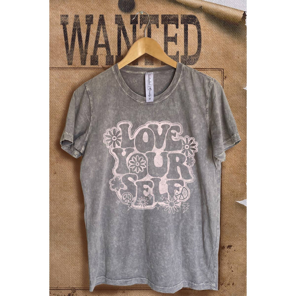 Love Yourself Mineral Wash Vintage  Graphic  Tee