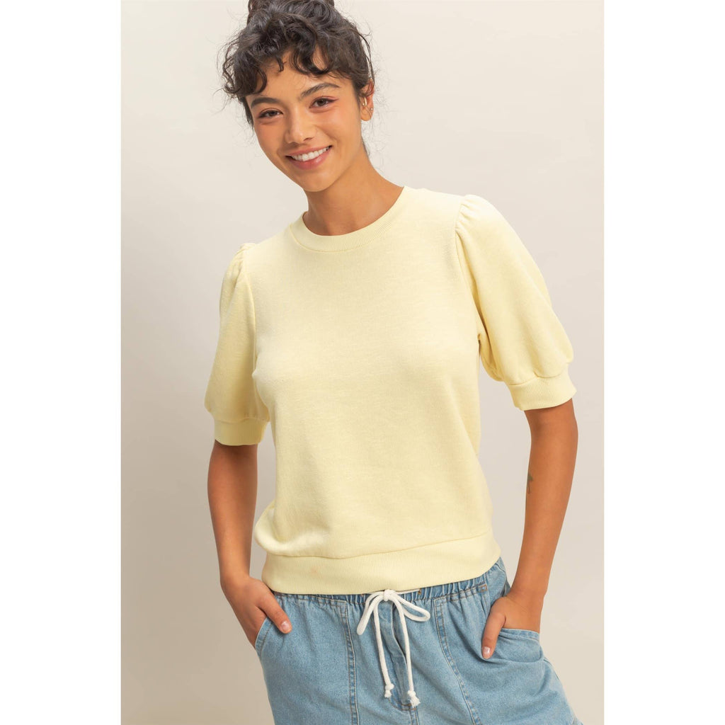 Puff Short Sleeve Crew Neck Top