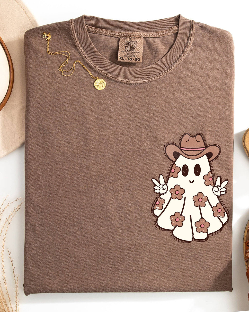 Cute Flower Ghost, Cowboy, Cowgirl, Halloween, Peace Shirt