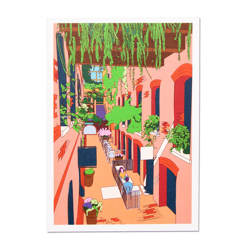 Omaha Old Market Illustration Without Text Postcard