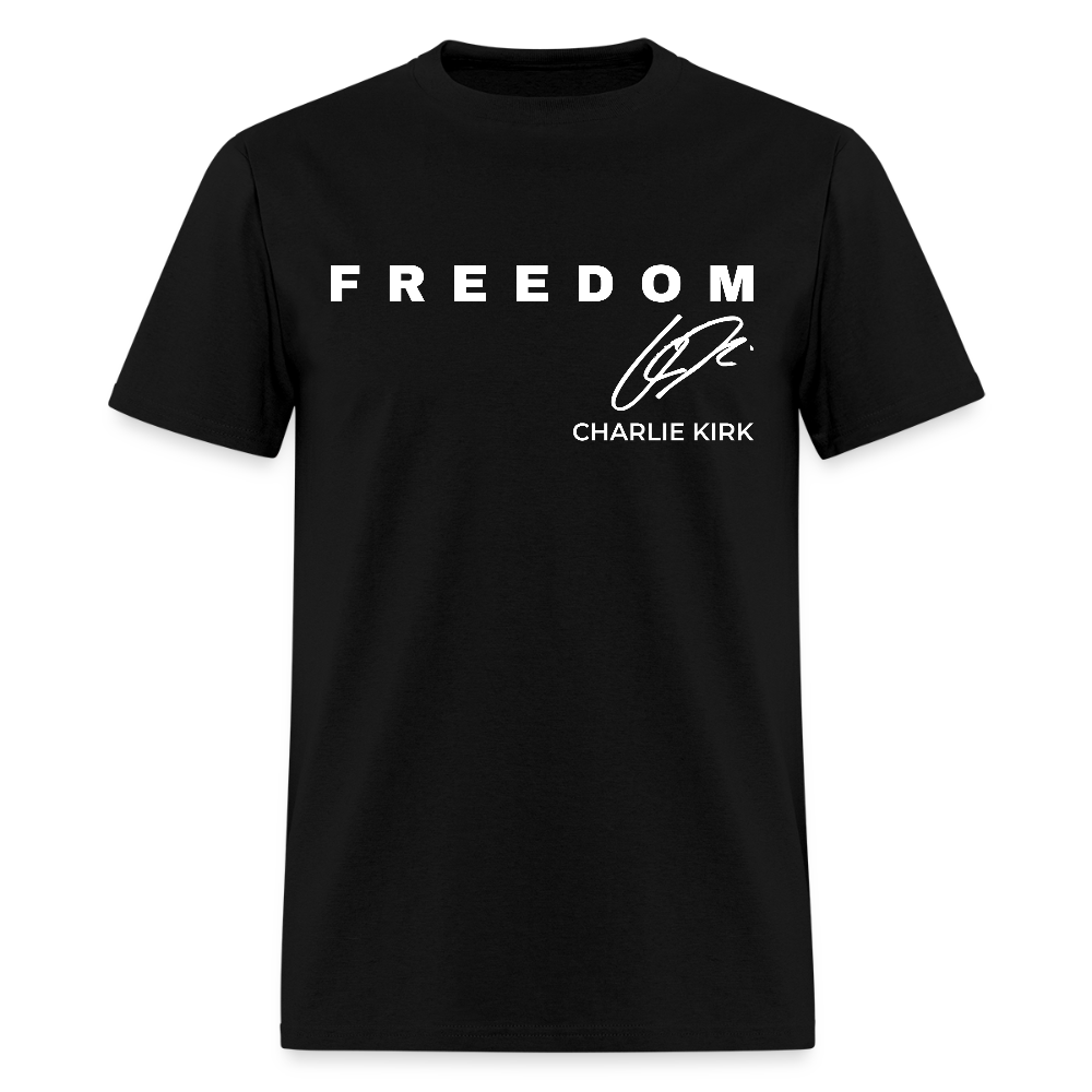 Freedom Signature Charlie Kirk Forever Our Heart US Flag T-Shirts