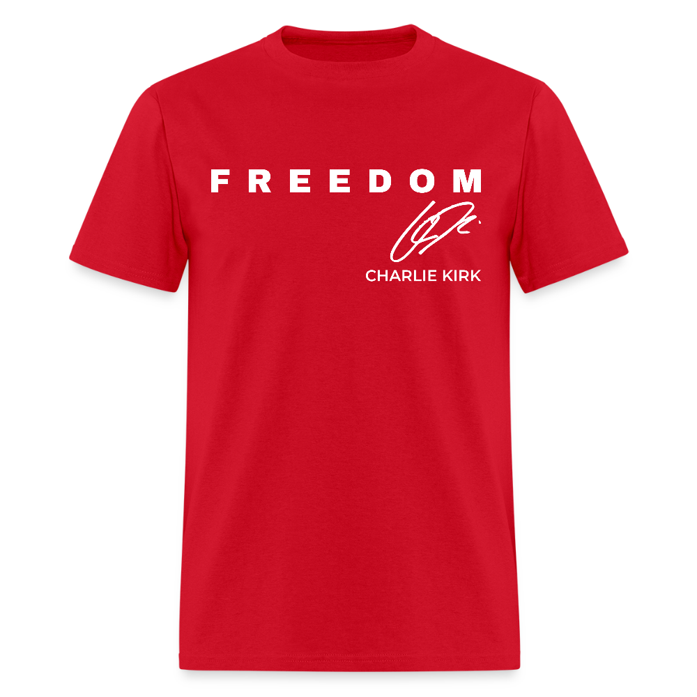 Freedom Signature Charlie Kirk Forever Our Heart US Flag T-Shirts