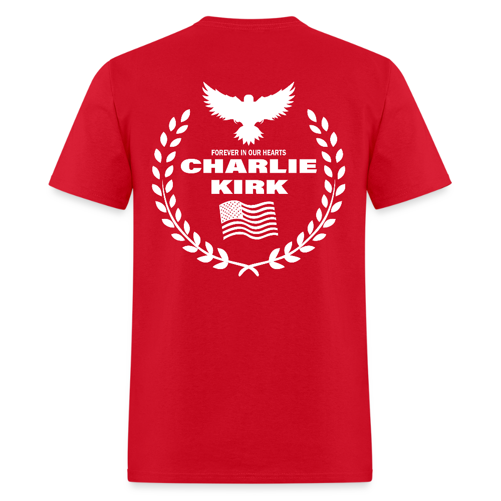 Freedom Signature Charlie Kirk Forever Our Heart US Flag T-Shirts