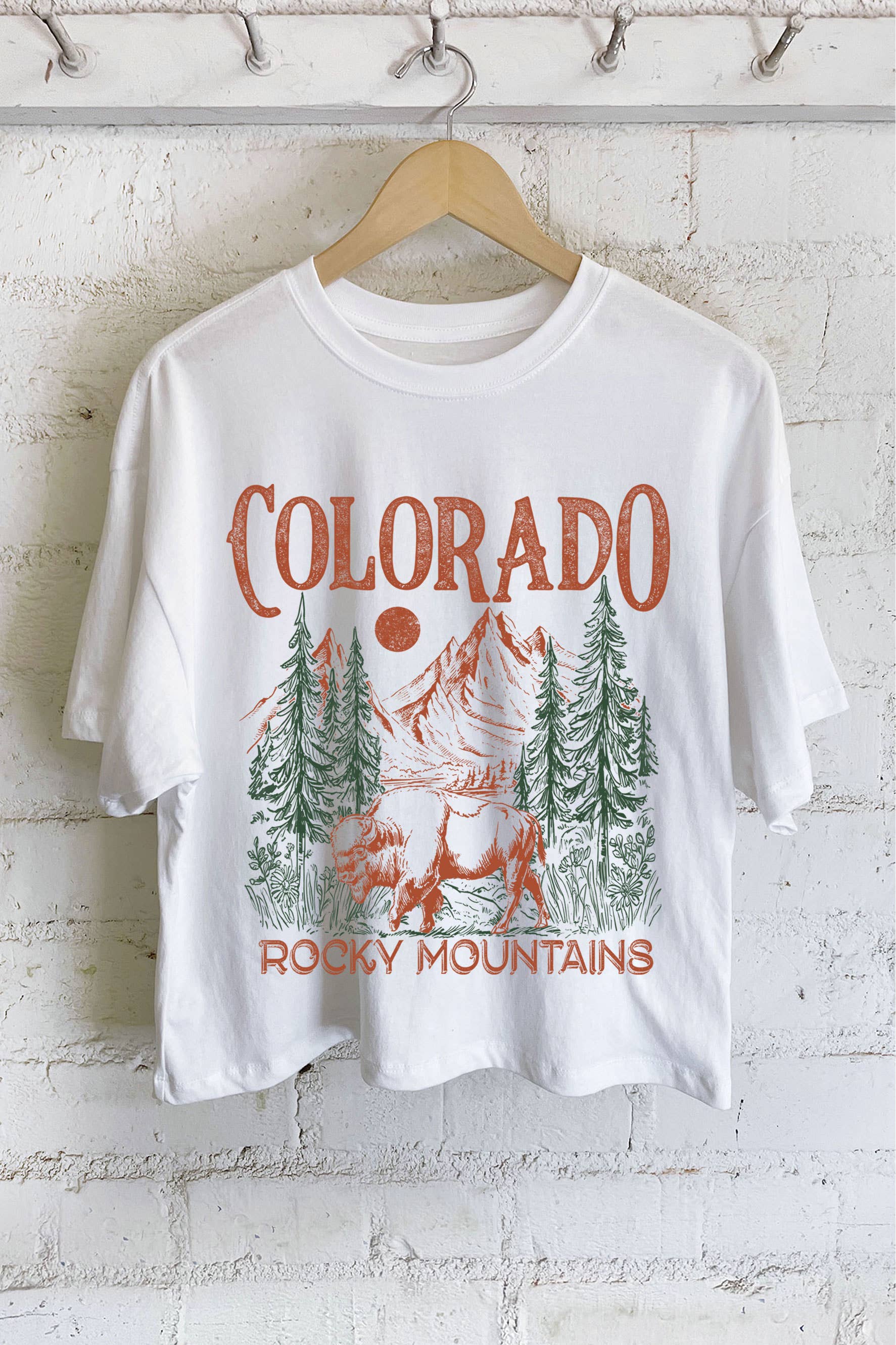 Colorado Rocky Mountains Buffalo Graphic Long Crop Top