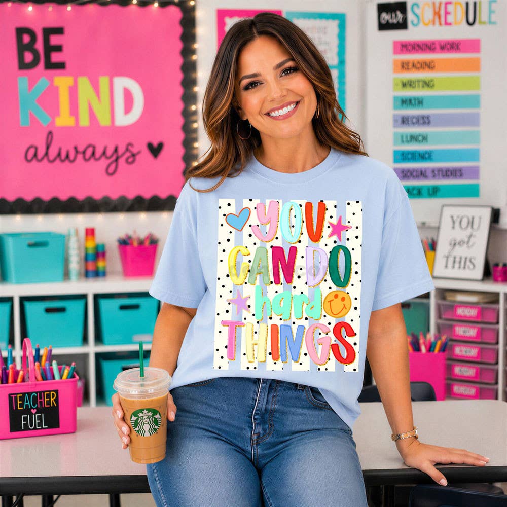 You Can Do Hard Things Polka Dot Stripes Tee