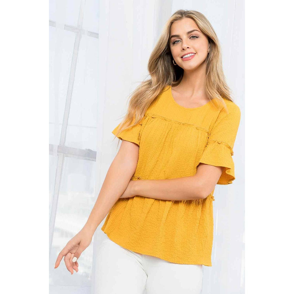 Short Sleeve Textured Top