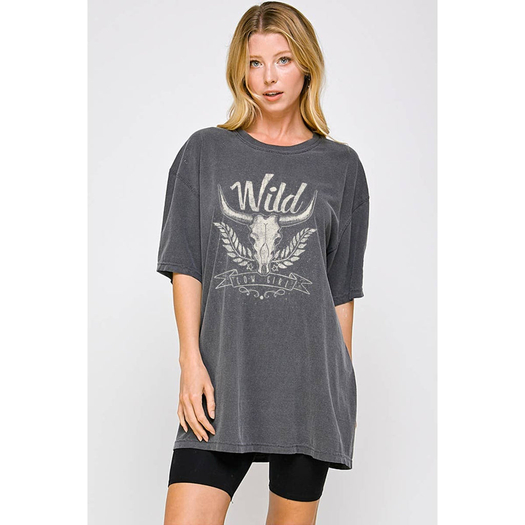 Wild Cow Girl Graphic  Oversized Tee
