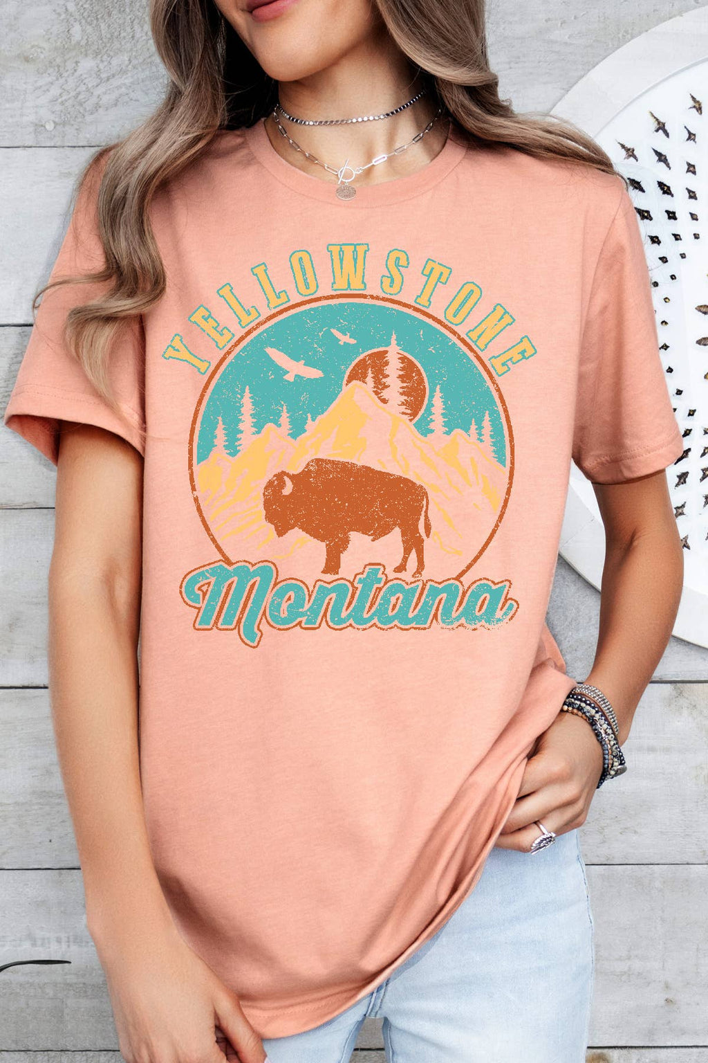 Women Montana Graphic Print Short Sleeve Top