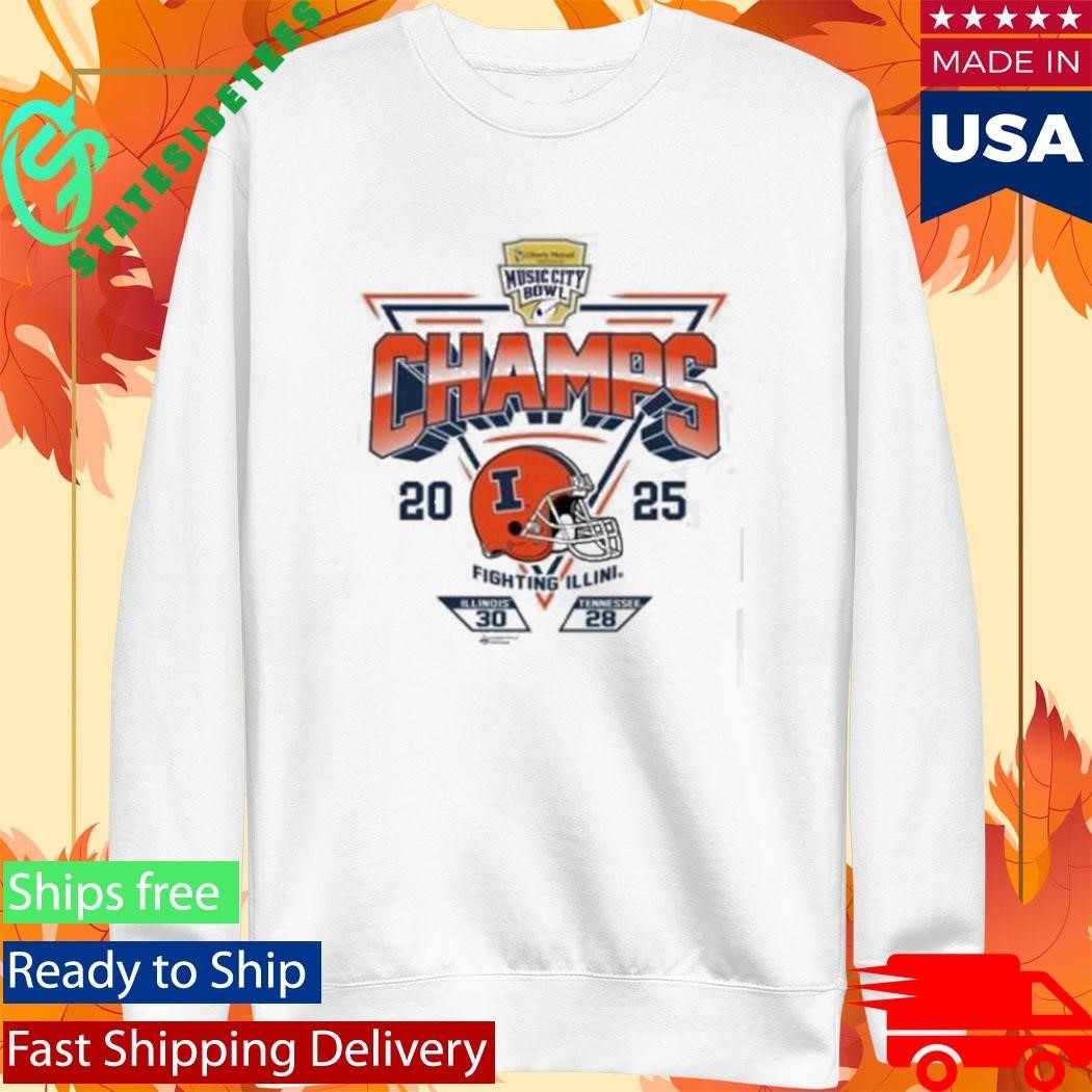 2025 Transperfect Music City Bowl Illinois Champs Score Sst Shirt Unisex , , , Long Sleeve Tee
