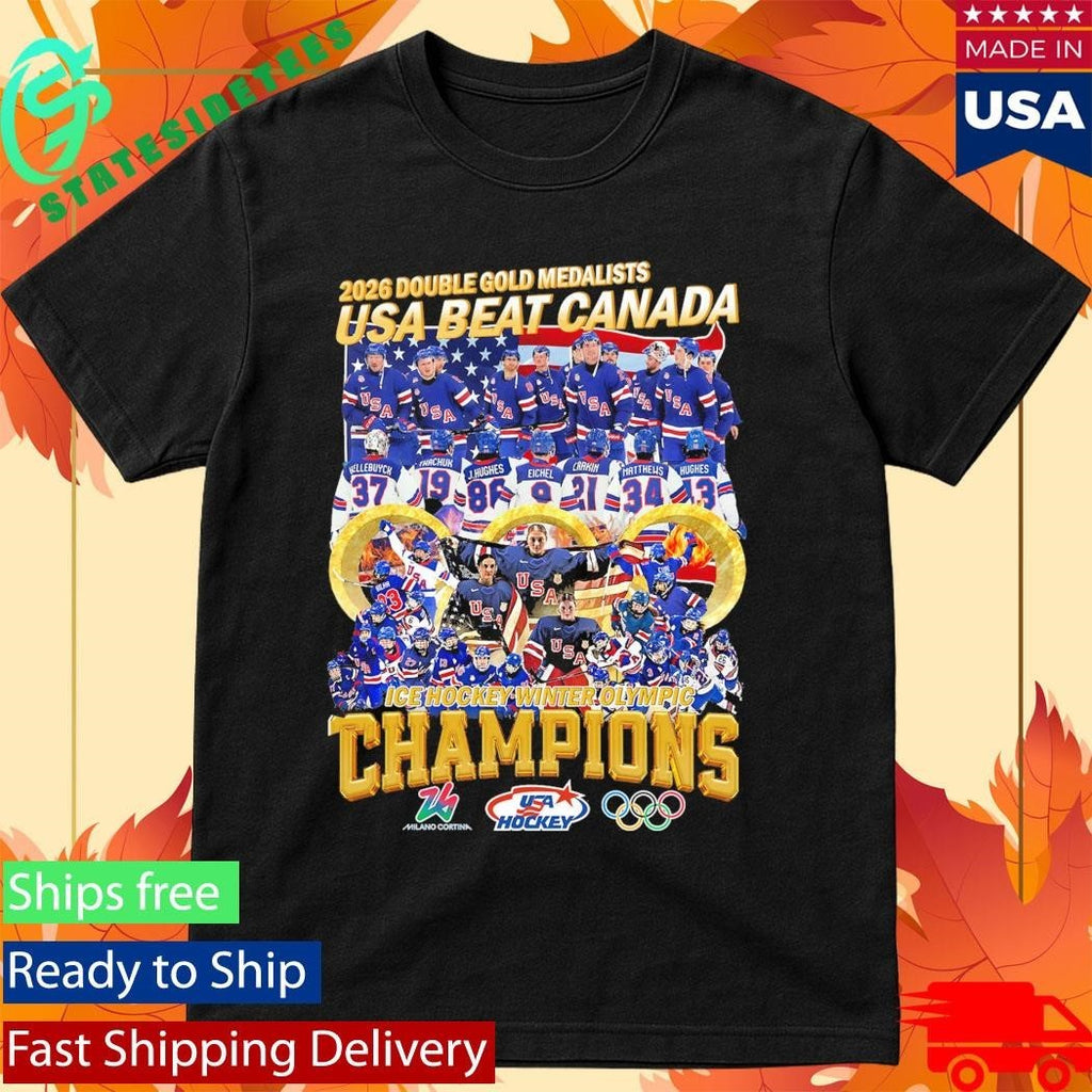 2026 Double Gold Medalists Usa Beat Canada Ice Hockey Winter Olympic Shirt Unisex , , , Long Sleeve Tee