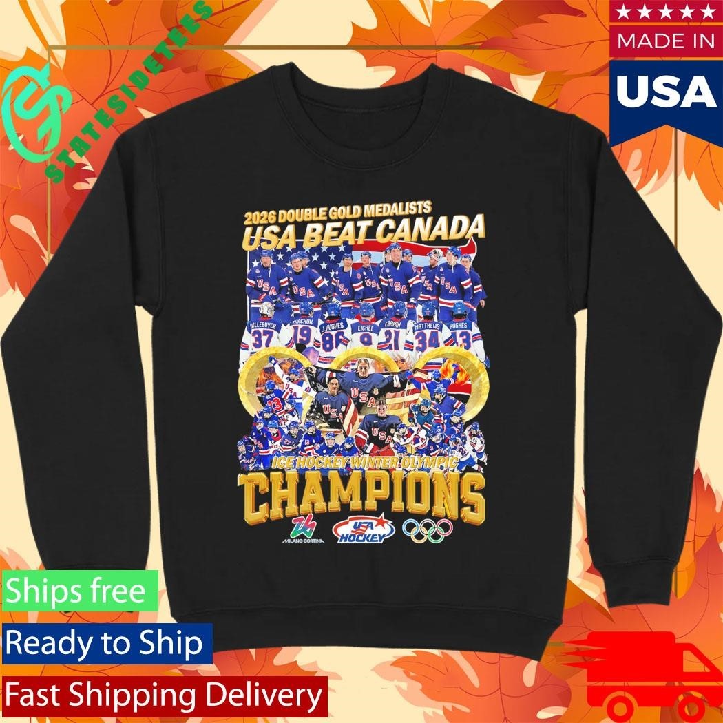 2026 Double Gold Medalists Usa Beat Canada Ice Hockey Winter Olympic Shirt Unisex , , , Long Sleeve Tee
