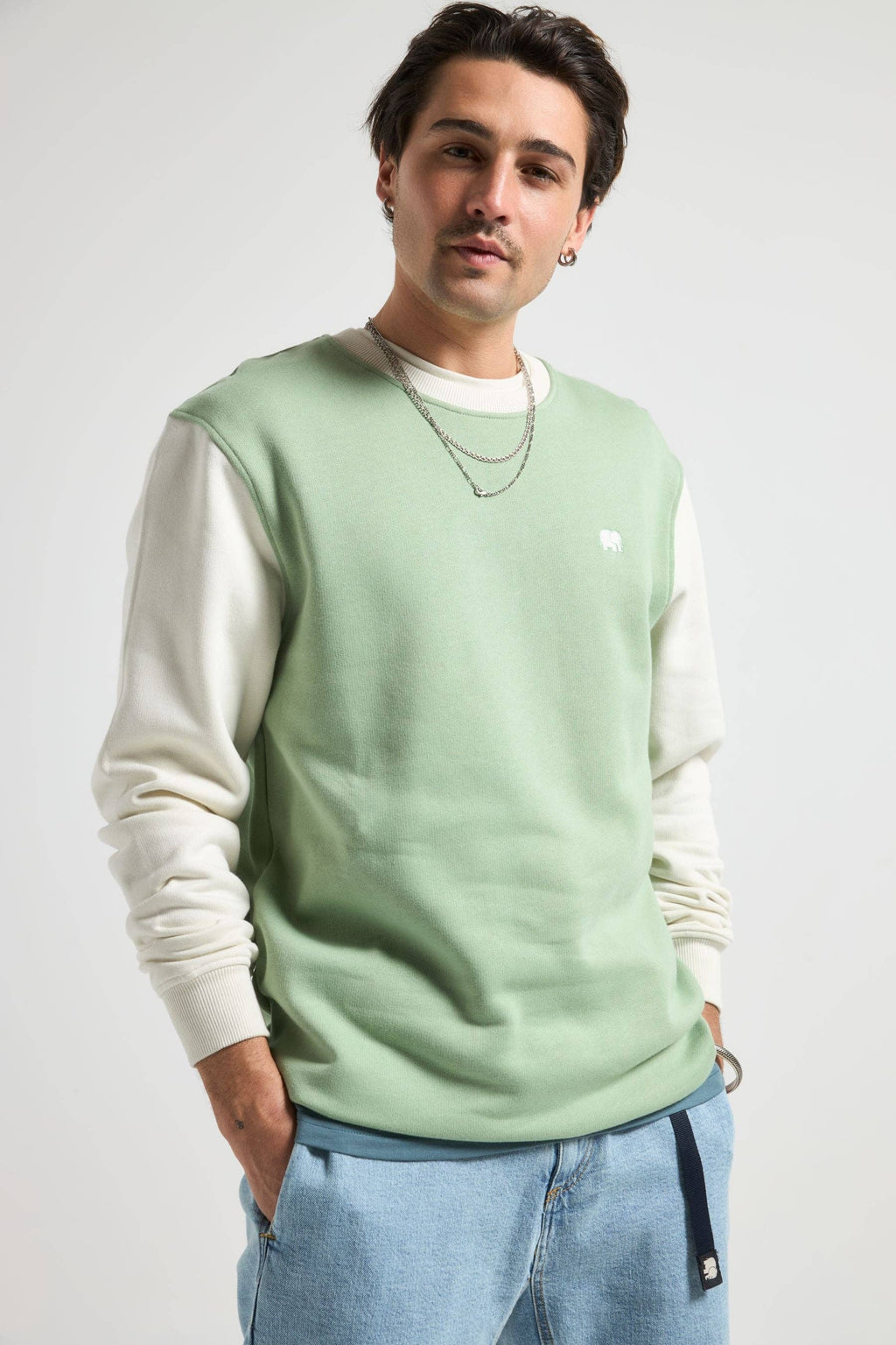 Color Block Sweatshirt Salted Moss