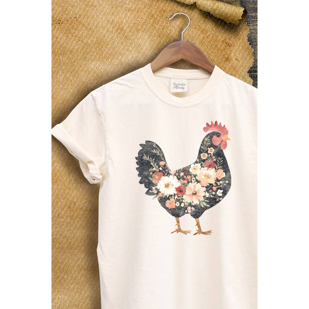 Floral Chicken  Vintage  Graphic Tee