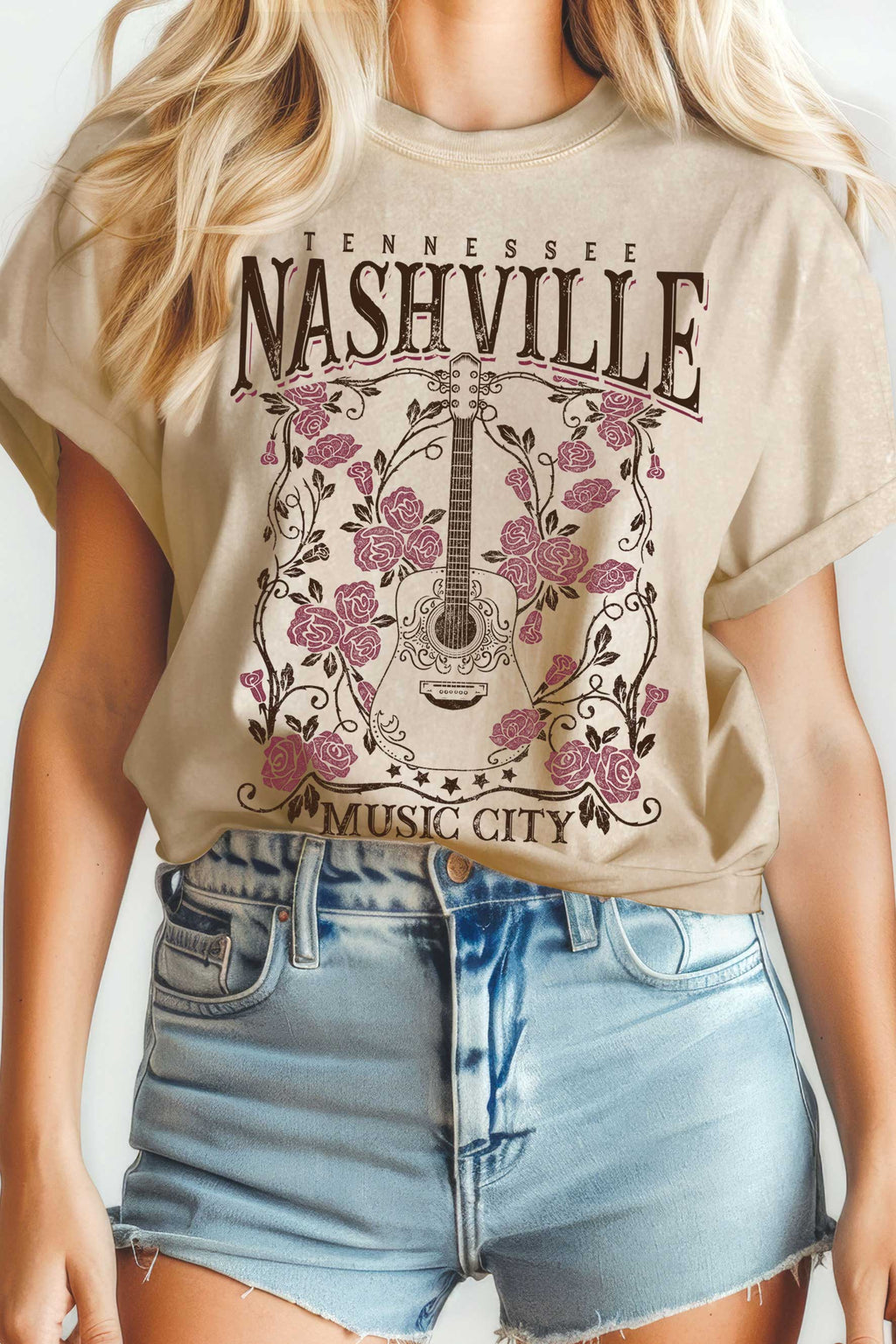 Nashville Music City Rose Mineral Graphic Tshirts