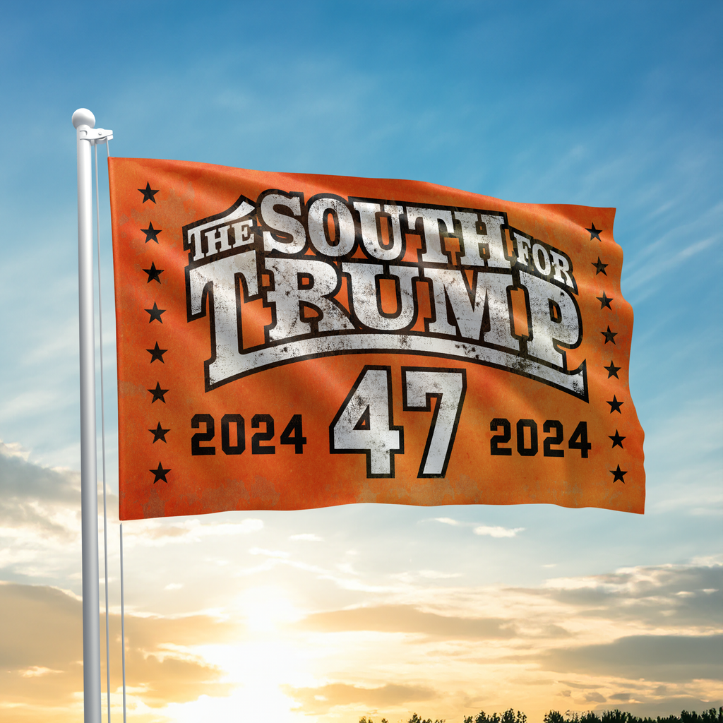 The South For Trump - Black and White - Flag