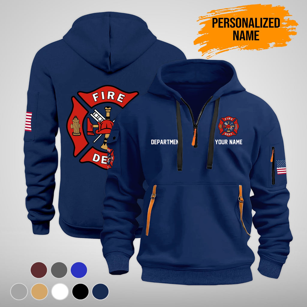 Personalized Name Love Firefighter 2D Quarter Zip Hoodie
