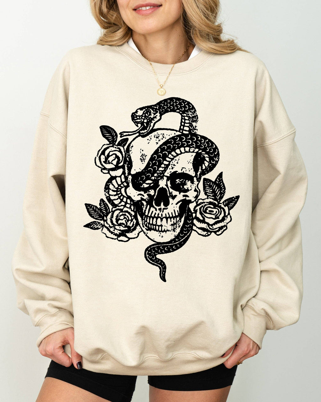 Skull, Roses, Snake, Skeleton, Ghost, Halloween Sweatshirt