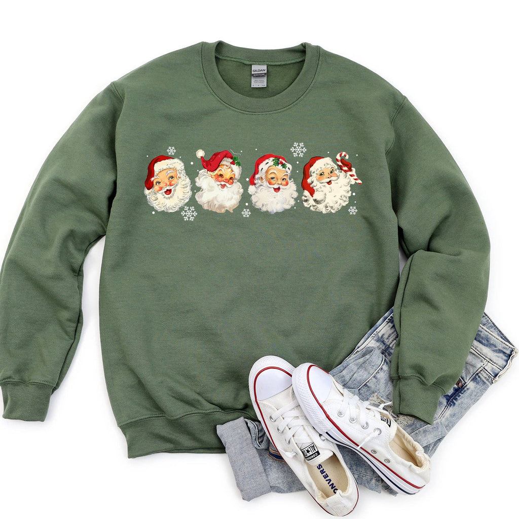 Retro Santas with Snowflakes, Christmas Sweatshirt