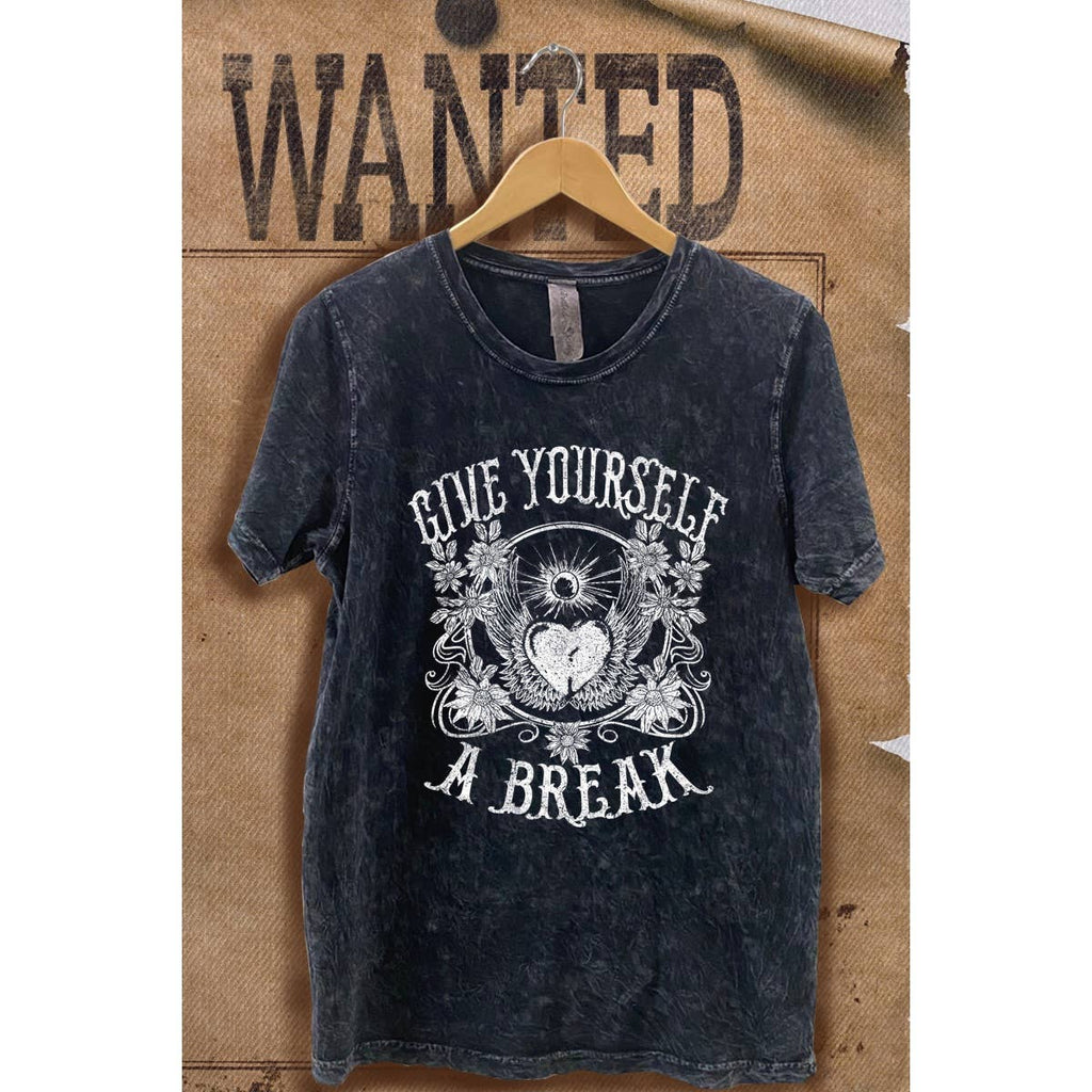 Give Yourself A Break Vintage  Mineral Wash  Graphic  Tee