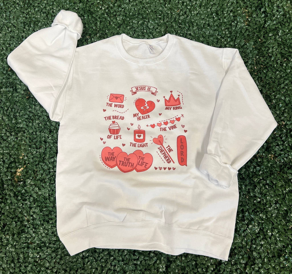 Jesus Is Word Collage Sweatshirt On White