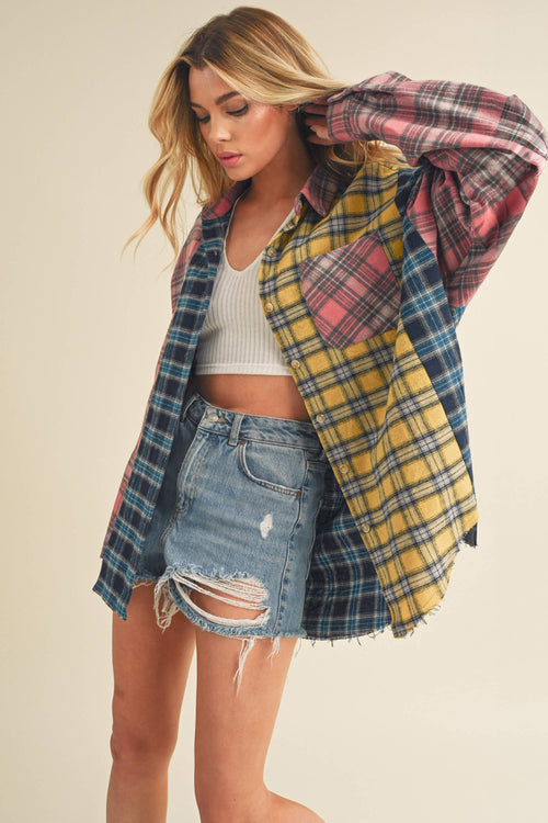 8316DN  Neela Multi Color Plaid Flannel Shirt 1
