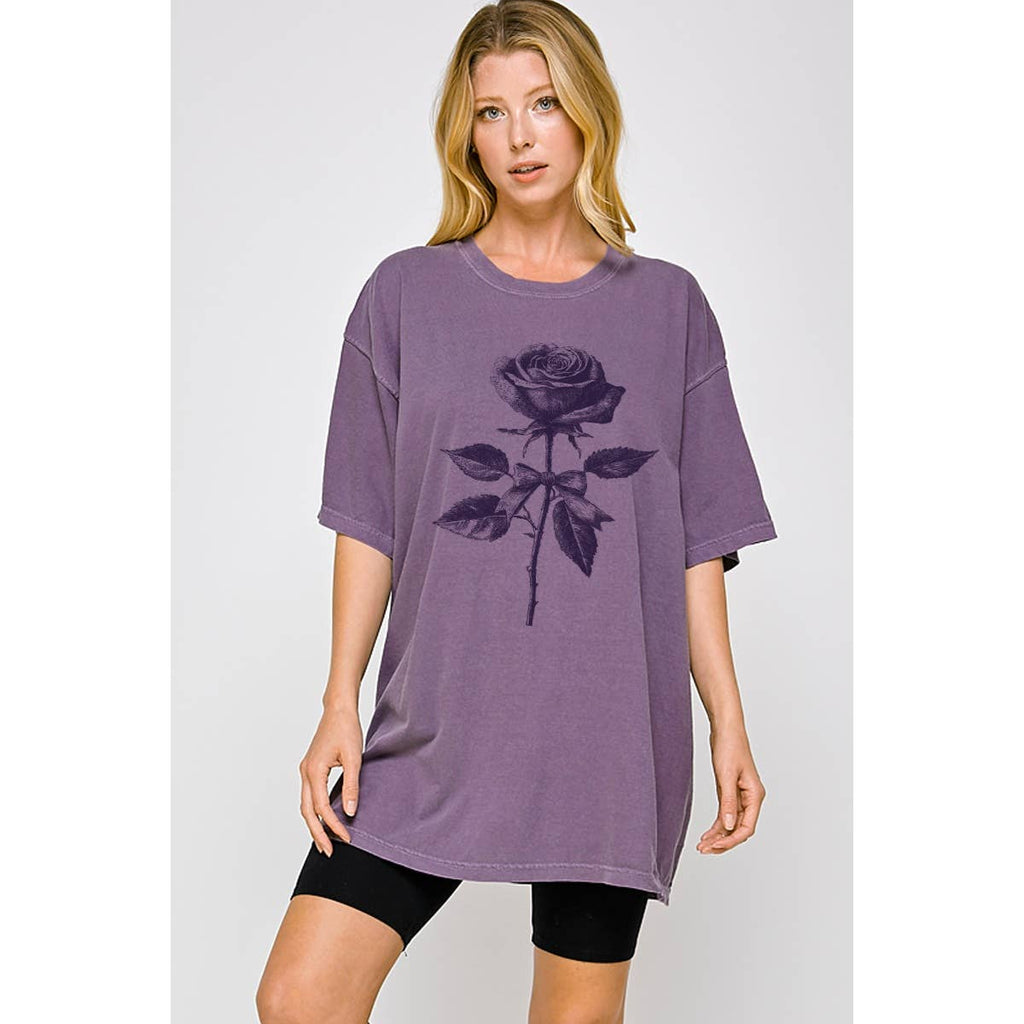 Rose Flower  Graphic Oversized Tee