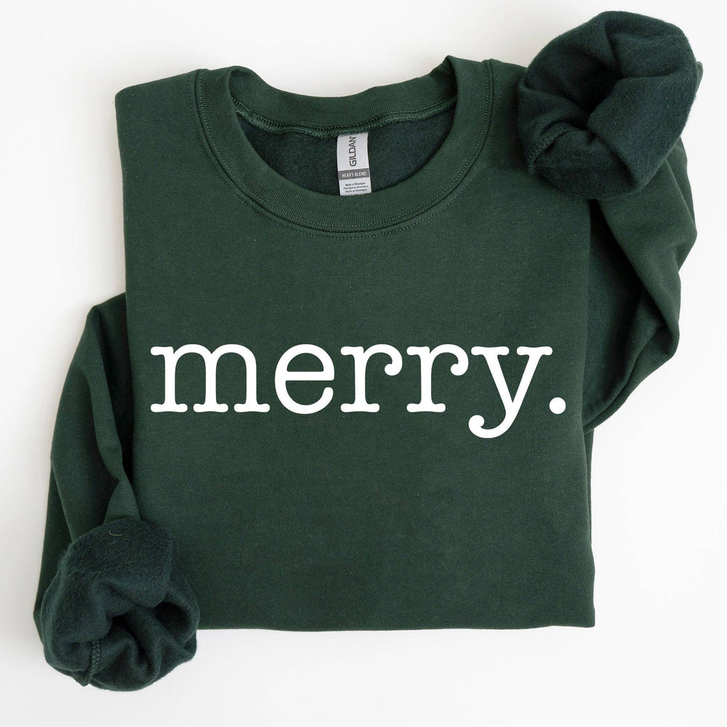 Merry, Classic Minimalist, Christmas, Winter Snow Sweatshirt