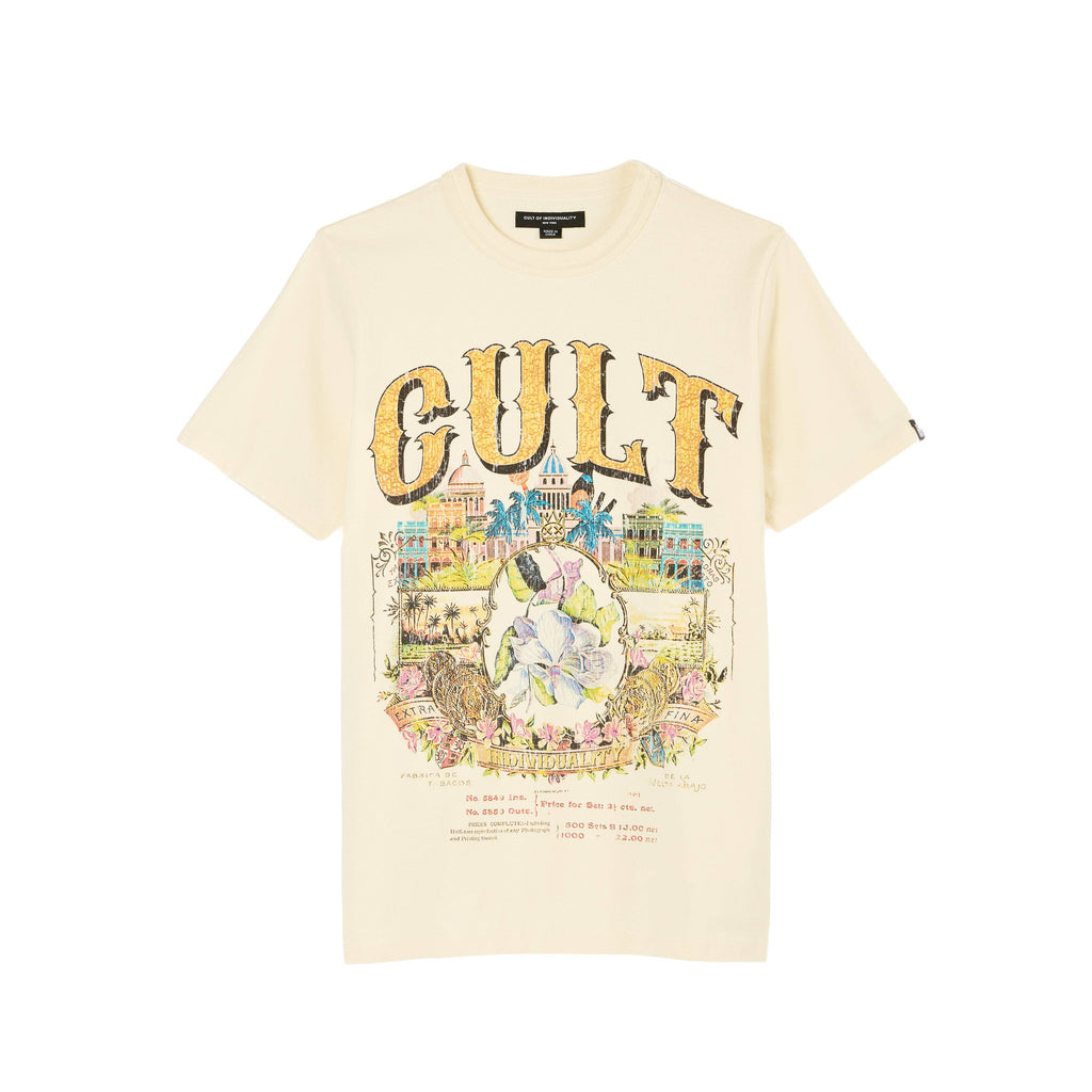 Cult's Short Sleeve Crew Neck Tee "Cuba" in Winter White