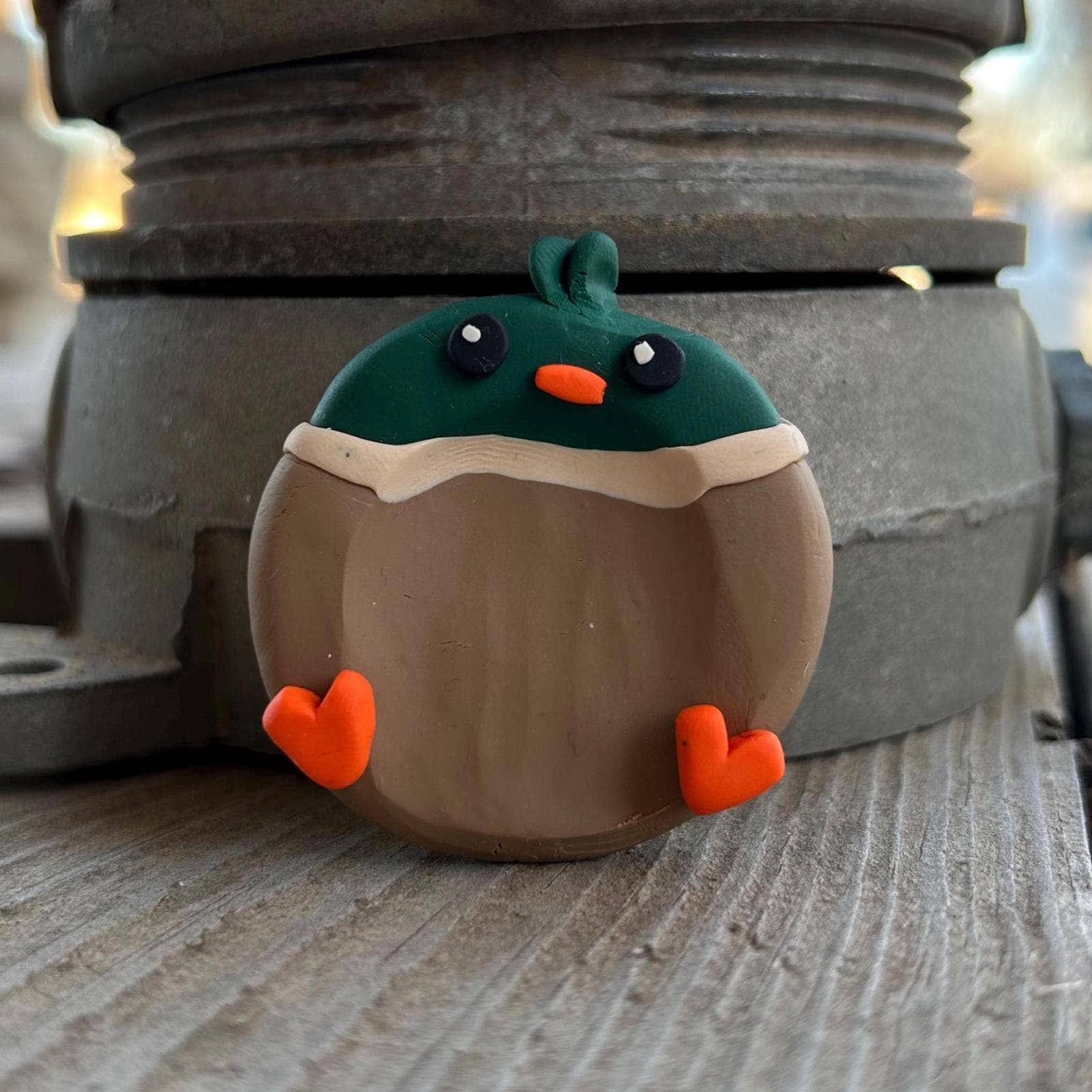 Handmade Polymer Clay Mallard Duck Fidget Keychain