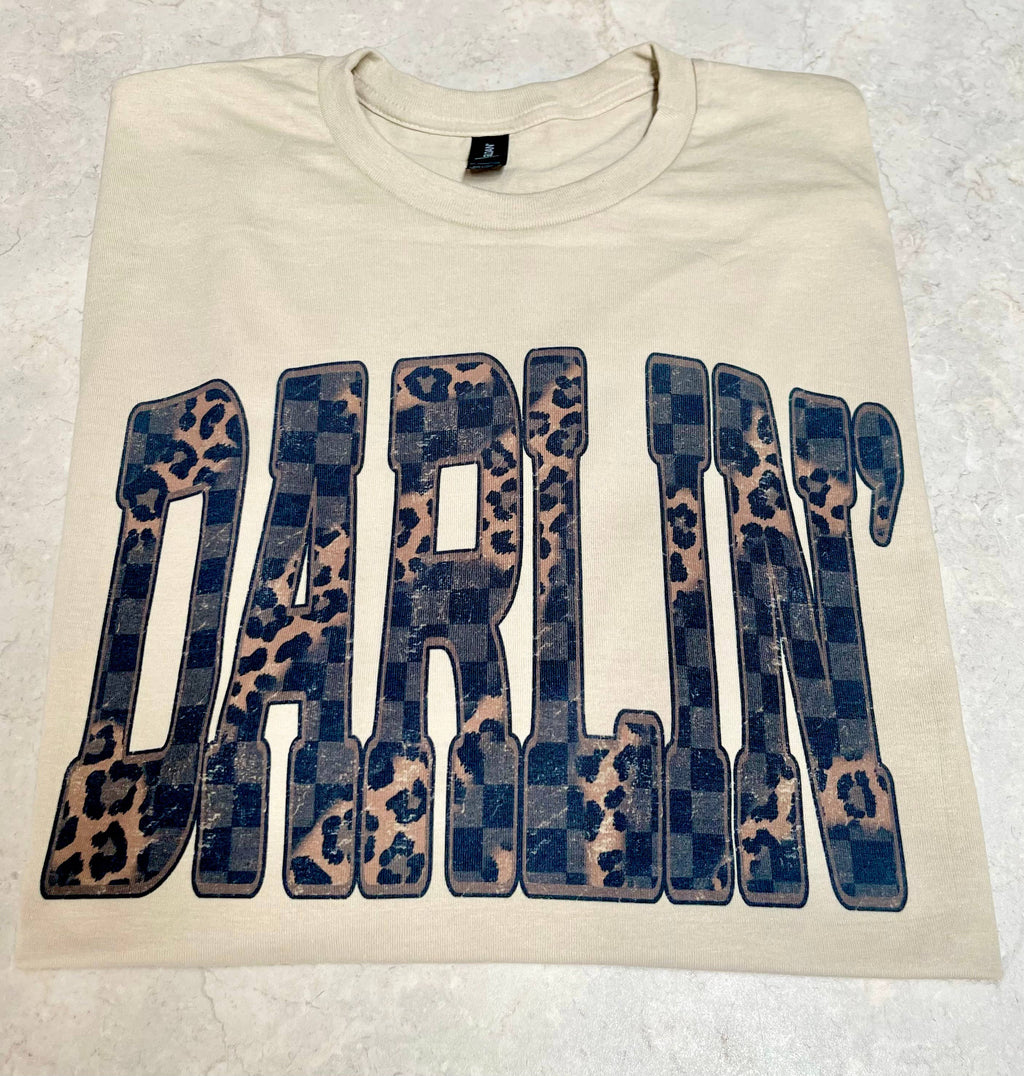 Leopard/Checkered Darlin Tshirt