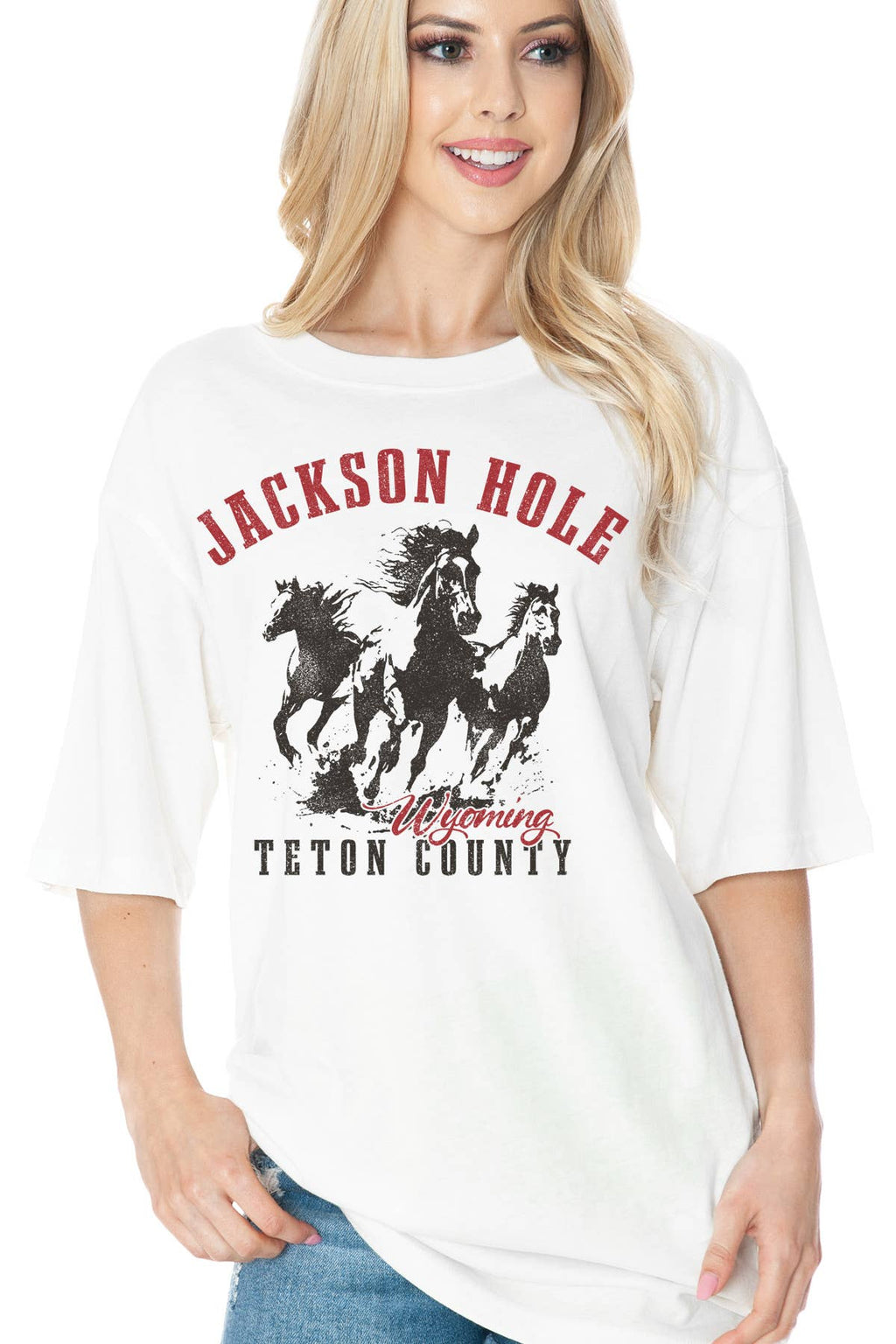 Women Horse Graphic Print Short Sleeve Oversize
