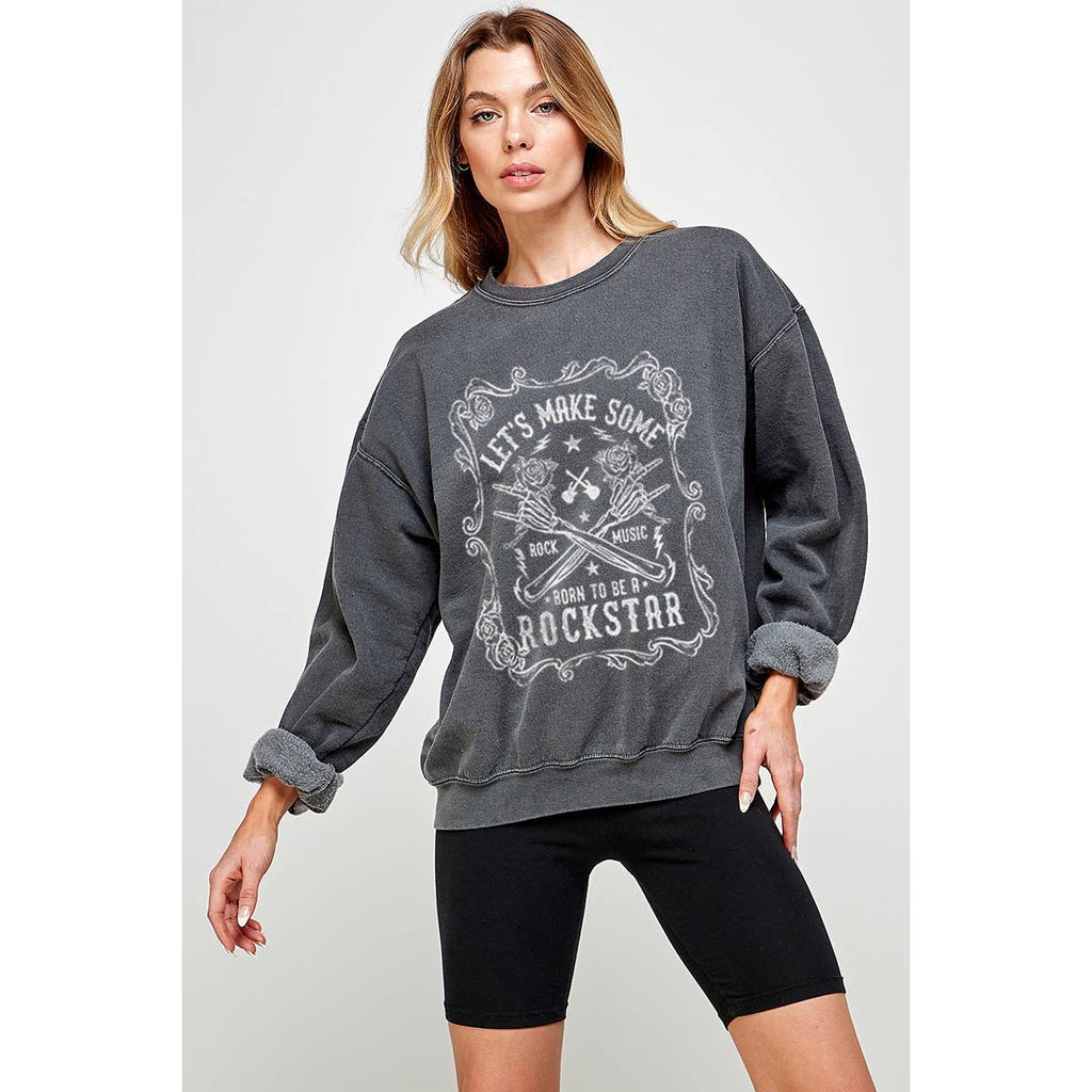 Rock and Roll  Vintage Graphic  Sweatshirts Pigment Dye