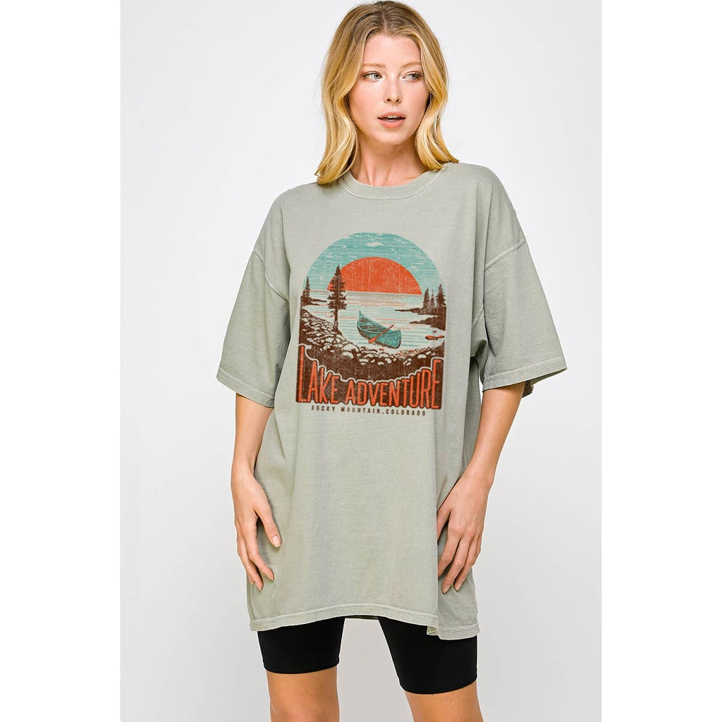 Lake Adventure  Vintage Oversized Tee
