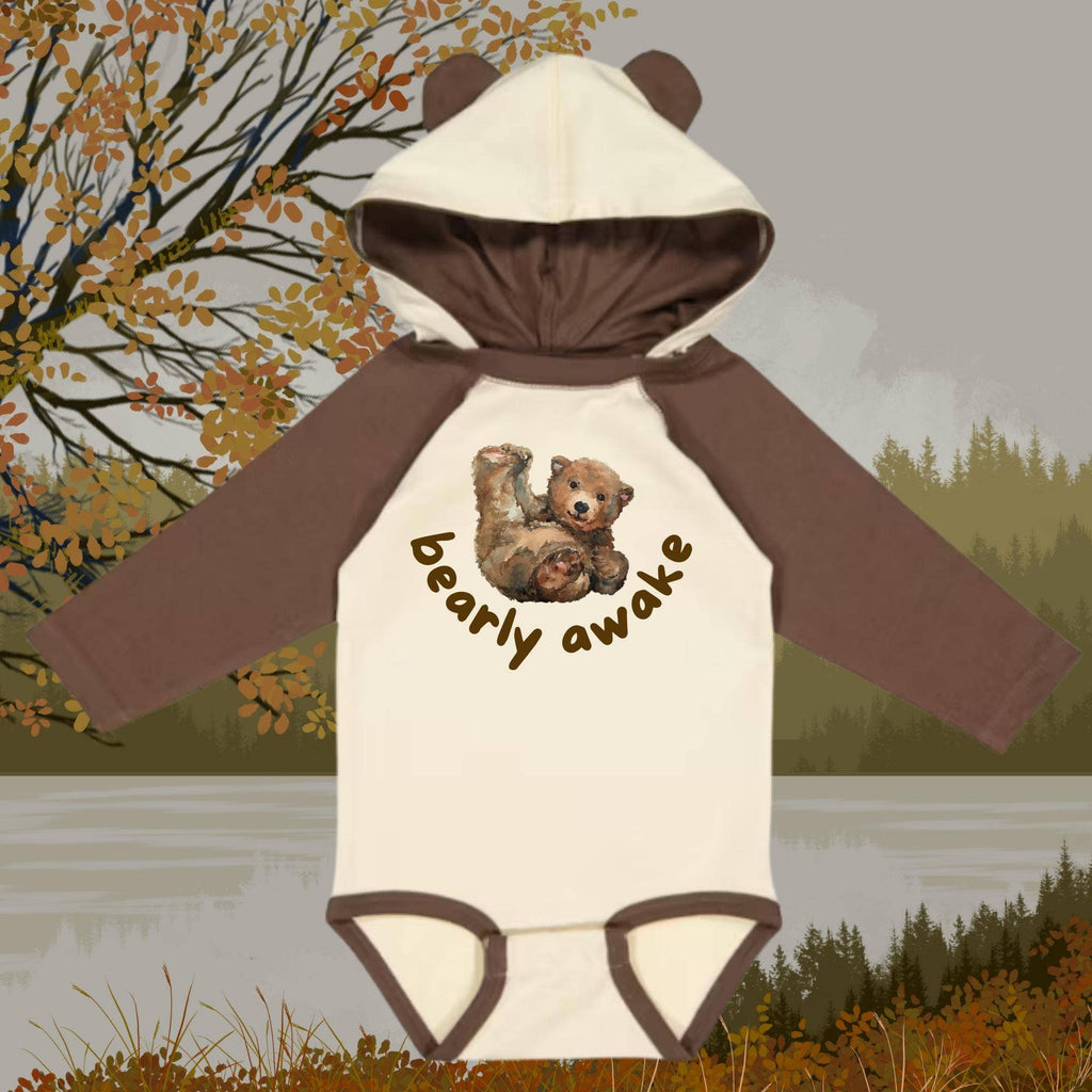 Barely Awake Bear Hooded Infant Bodysuit, Infant O