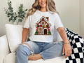 #383 Faux Latch Hook Yarn Embroidery Gingerbread House Shirt Shirt Print T-Shirts